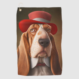 Toalla De Golf Dapper Basset Hound con Gorra Rojo