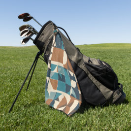 Toalla De Golf Dark Blue, Teal, Brown, and Tan Geometric Pattern