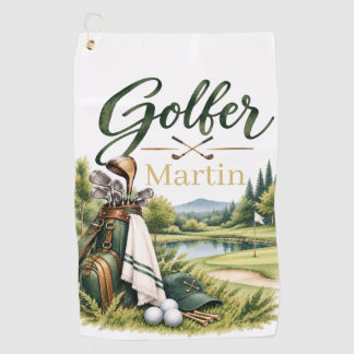 Toalla de golf de acuarela personalizada para golf