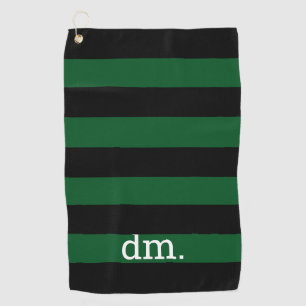 Toalla de golf de banda verde y negra monograma co