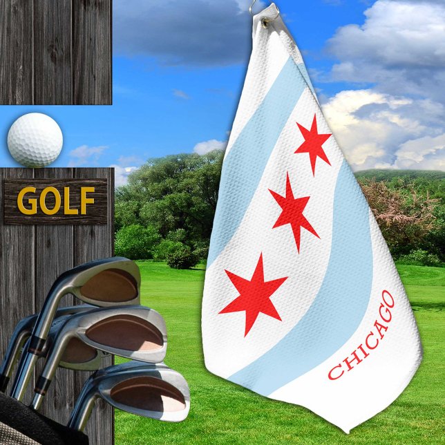 Toalla de golf de Bandera de Chicago / Illinois, E (Subido por el creador)