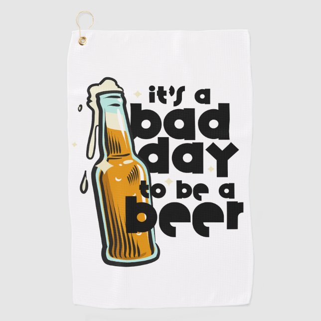 Toalla de Golf de Cerveza Divertida Es un Mal Día  (Anverso)