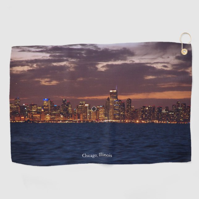 Toalla de golf de Chicago Skyline (Horizontal)