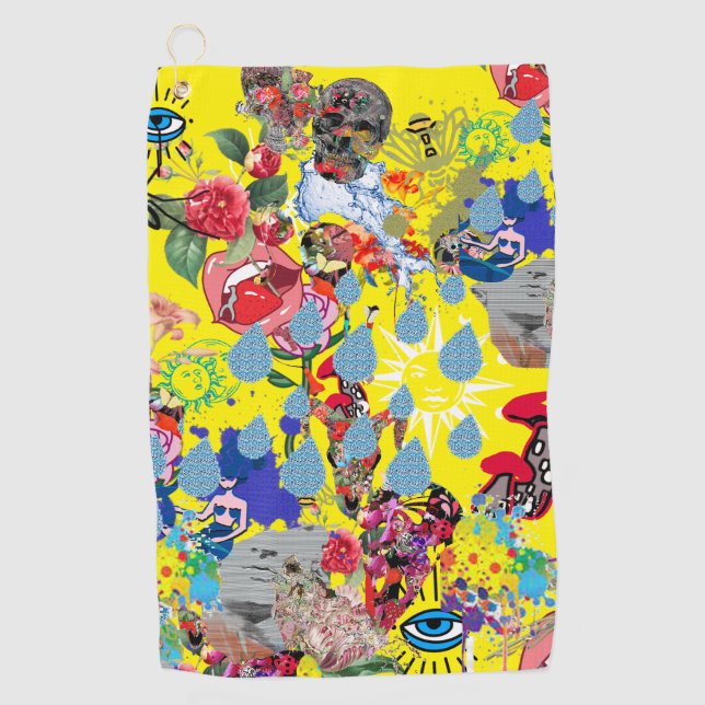 Toalla de golf de Copenhague Mashup en amarillo (Anverso)