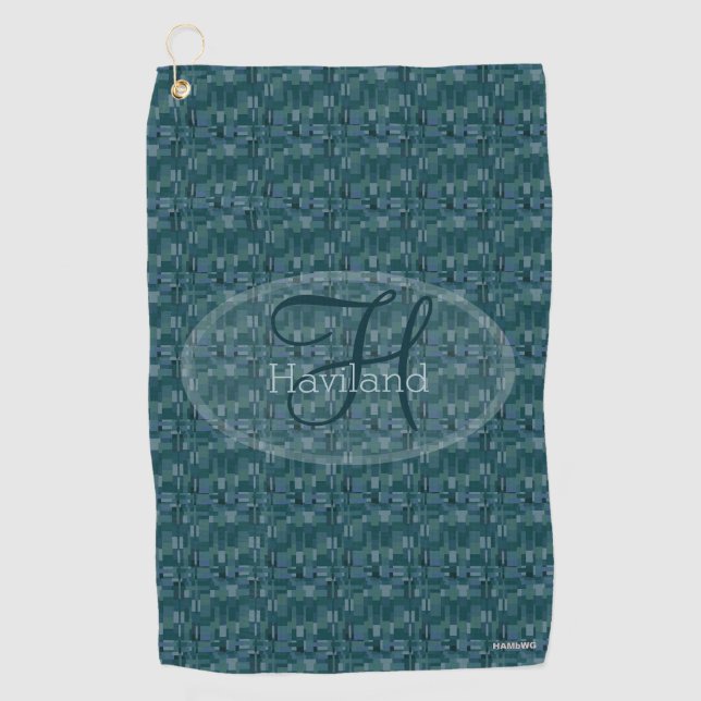 Toalla de golf de impresión Verde azulada monogram (Anverso)
