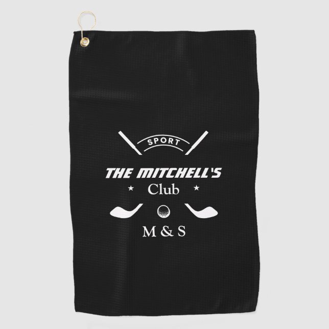 Toalla de golf de Iniciales Personalizadas | Monog (Anverso)