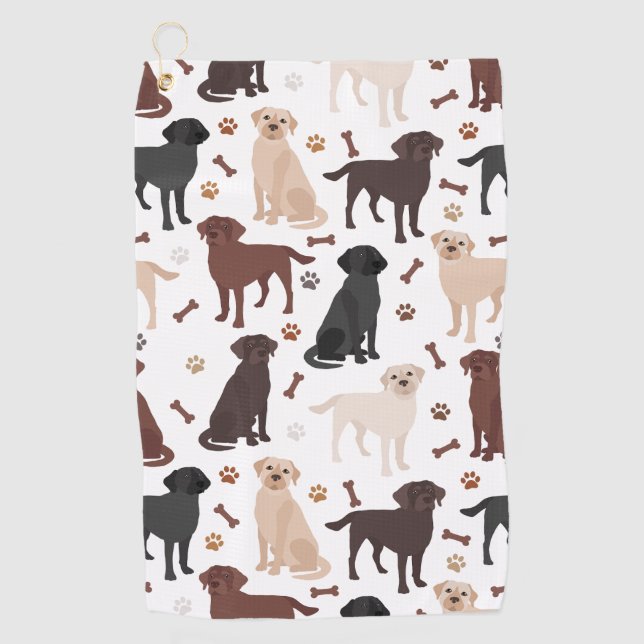 Toalla de golf de Labrador Retriever Paws and Bone (Anverso)