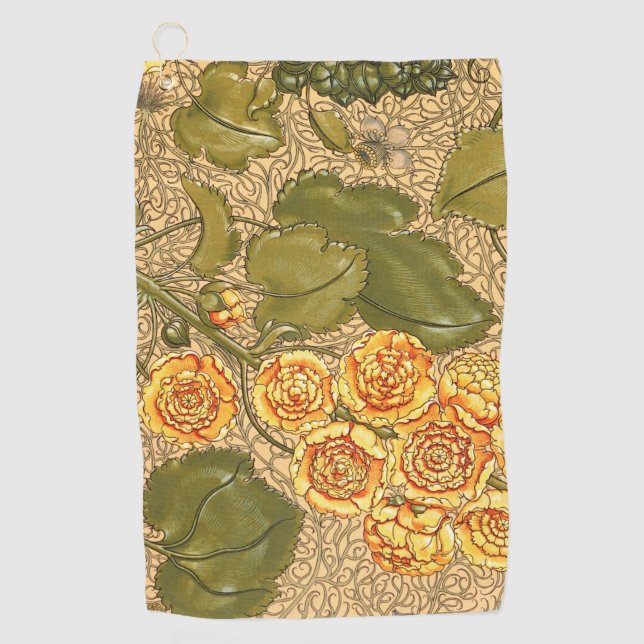 Toalla de golf de las flores amarillas antiguas (Anverso)