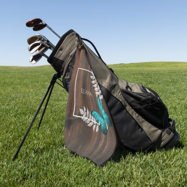Toalla de golf de mariposa Verde azulada rústica (Verde)