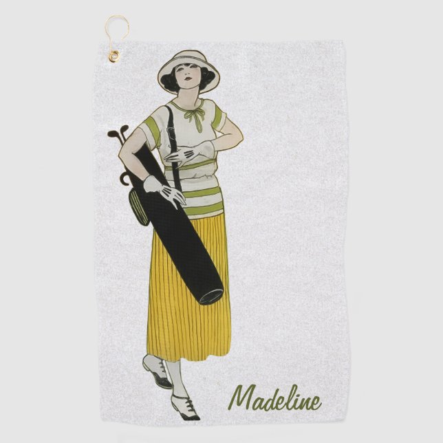 Toalla de golf de moda vintage personalizada (Anverso)