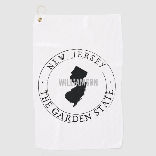 Toalla de golf de Nueva Jersey personalizada por e (Anverso)