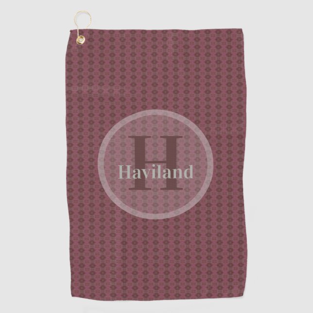 Toalla de golf de oliva monogramo con nombre e ini (Anverso)