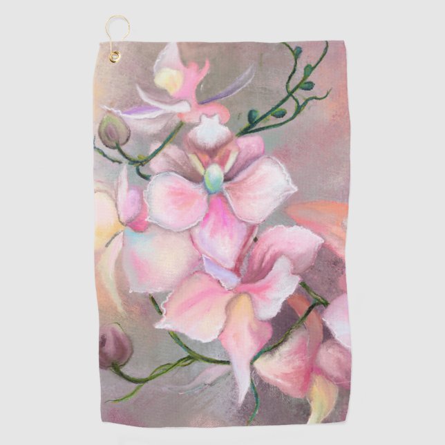 Toalla de golf de orquídeas rosas (Anverso)