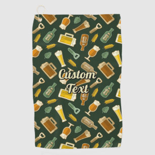 Toalla de golf de patrón de iconos de cerveza