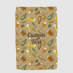 Toalla de golf de patrón de iconos de cerveza
