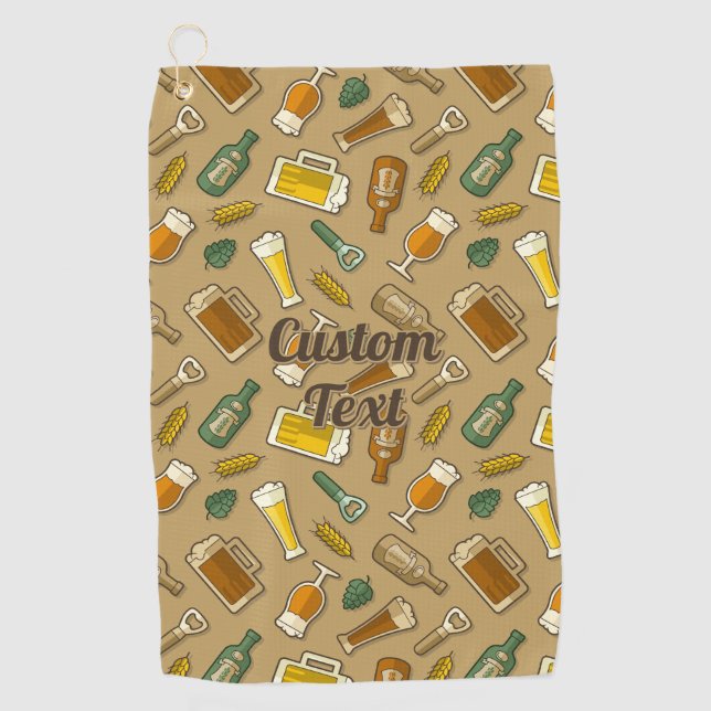 Toalla de golf de patrón de iconos de cerveza (Anverso)