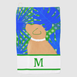 Toalla de golf de perro amarillo de la isla verde 