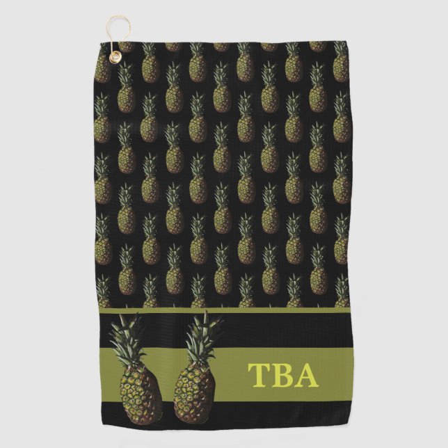 Toalla de golf de piña - Monograma personalizado (Anverso)
