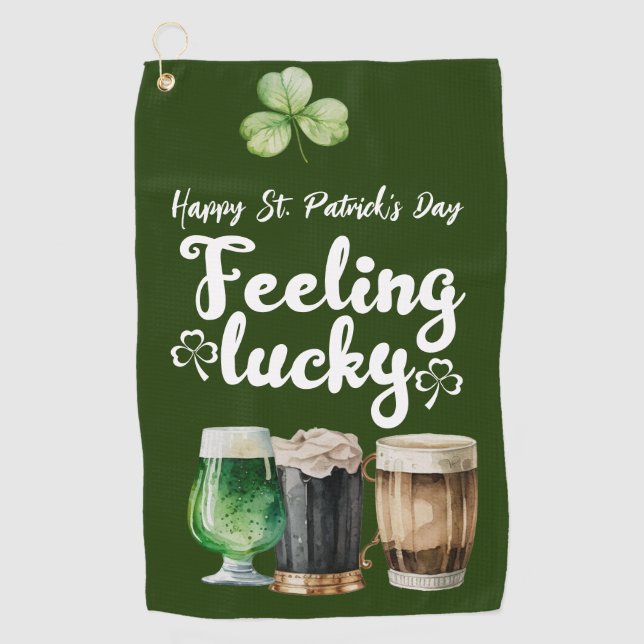 Toalla de golf de St. Patrick's Day Shamrock (Anverso)