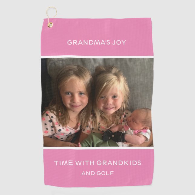 Toalla de golf de texto y foto personal (Anverso)