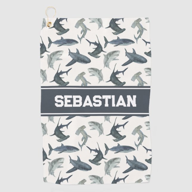 Toalla de golf de tiburón personalizada | Tiburone (Anverso)