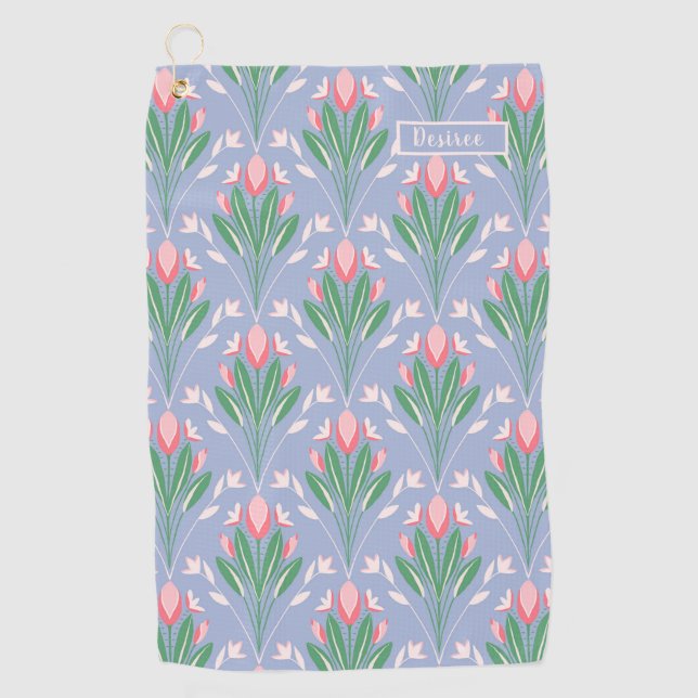 Toalla de golf de tulipanes rosados para ella (Anverso)