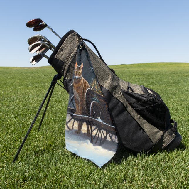 Toalla De Golf Decoración de los Navidades de Snowy Sleigh Ride (Verde)