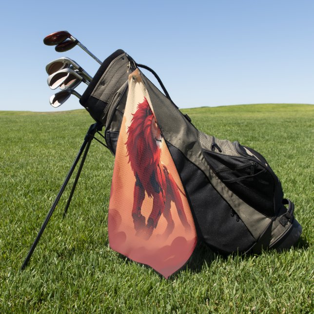 Toalla De Golf Deep Crimson Glow – The Lion of Burning Destiny.   (Verde)