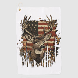 Toalla De Golf Deer, Buck Season USA Flag
