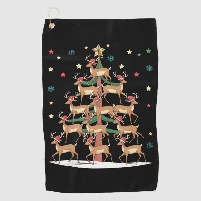 Toalla De Golf Deer Christmas Tree Funny Holiday Cute Reindee (Anverso)