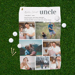 Toalla De Golf Definición de tío | 7 Foto personalizada<br><div class="desc">Moderna toalla de golf de collage de fotos de 7. Presentando una dulce definición de lo que es un tío con espacio para mensajes personalizados, nombres y/o año. ¡Dale a tu tío profesional un regalo que pueda usar orgullosamente en el campo de golf! Sube tus propias fotos y escribe un...</div>