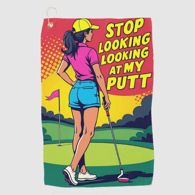 Toalla de golf Deja de mirar mi putt (Anverso)