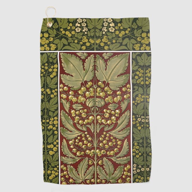 Toalla de golf del patrón de hojas antiguas (Anverso)