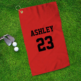 Toalla De Golf Deportes Jersey Número y Nombre Rojo Personalizado