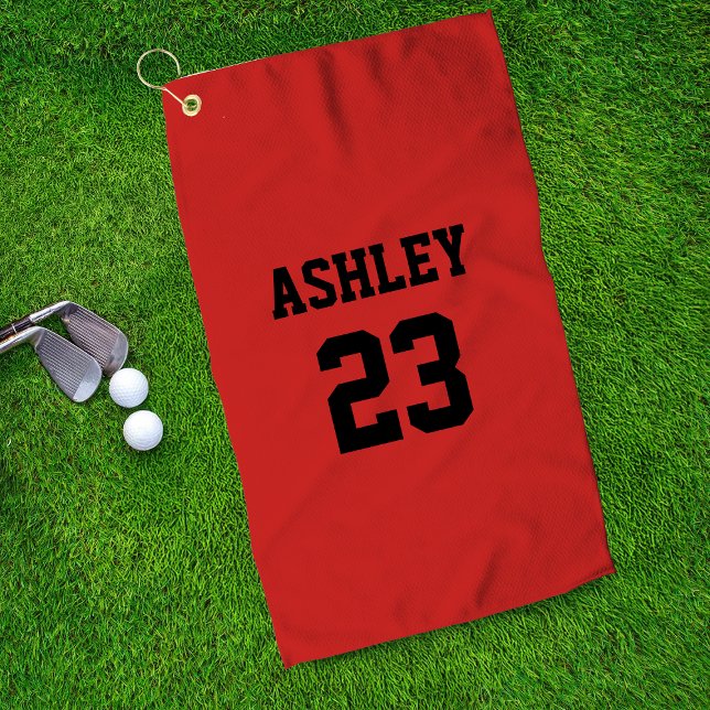 Toalla De Golf Deportes Jersey Número y Nombre Rojo Personalizado (Subido por el creador)