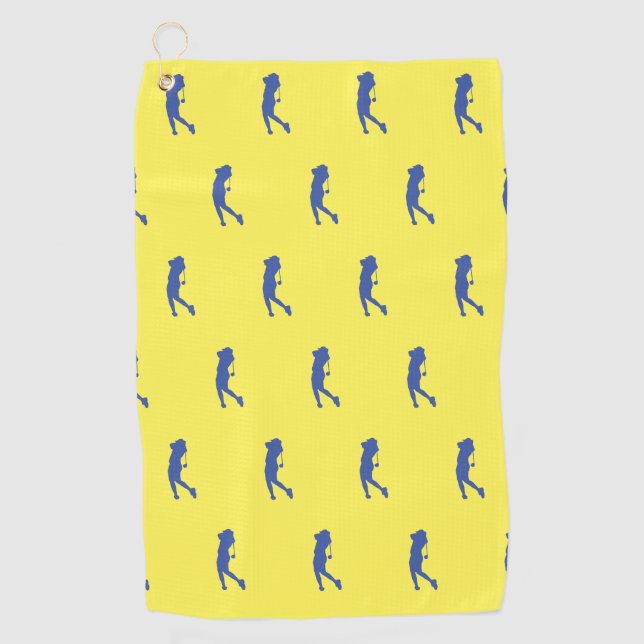 Toalla De Golf Deportes Mujeres Blue Golfer Silhouette Golf Toall (Anverso)