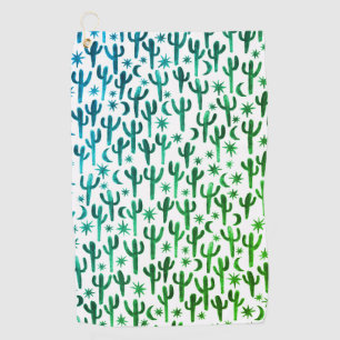 Toalla De Golf Desierto nocturno Saguaro Cacti Agua Ombre Verde