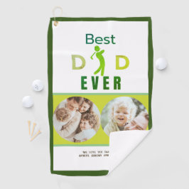 Toalla De Golf Día del mejor padre de los padres en la foto verde