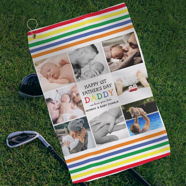 Toalla De Golf Día del Padre Cute Primero Papá | Fotocolage (Subido por el creador)