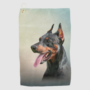 Toalla De Golf Dibujar perro Doberman