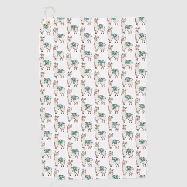 Toalla De Golf dibujo de animales personalizados de llama feliz s (Anverso)