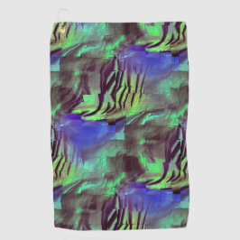 Toalla De Golf Dibujo de mosaico abstracto de color verde y azul