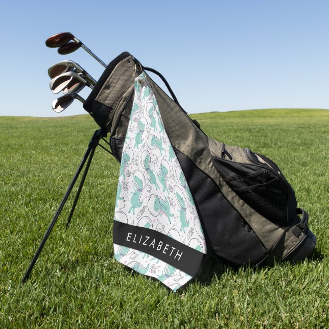 Toalla De Golf Dinosaurios Espaciales, Dinosaurios Cutos, Estrell (Verde)