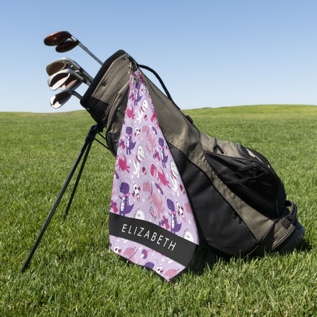 Toalla De Golf Dinosaurios Espaciales, Dinosaurios Cutos, Estrell (Verde)