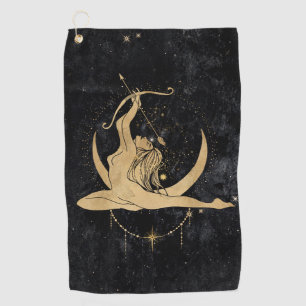 Toalla De Golf Diosa zodiaca   Astrología Sagittarius de Oro Cósm