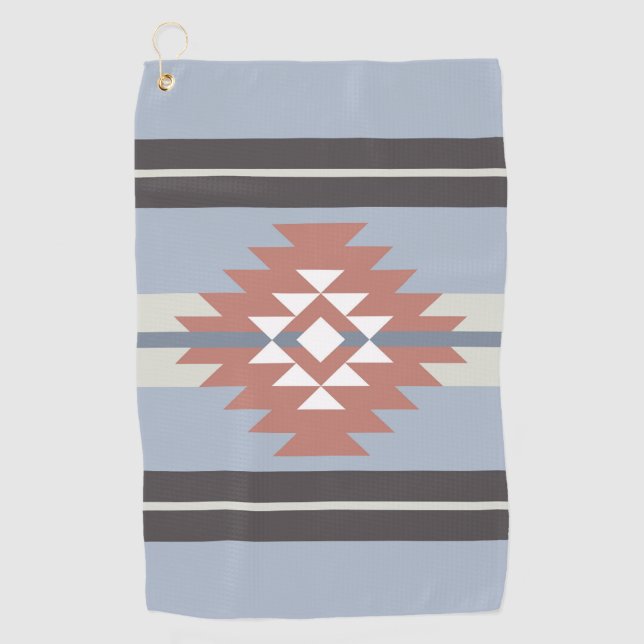 Toalla De Golf Diseño azteca en tonos rosa y azul (Anverso)