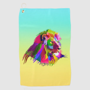 Toalla De Golf Diseño de arte pop prismático de cabeza de león-62