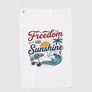 Toalla De Golf Diseño de camiseta de playa vintage Libertad y sol