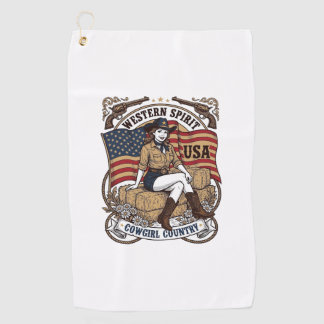 Toalla De Golf Diseño de camiseta patriótica de vaquera occidenta