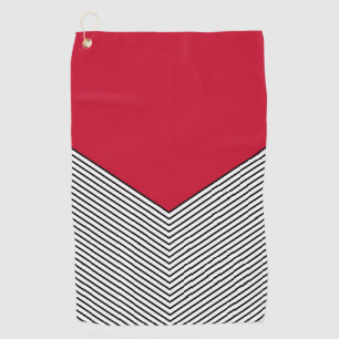 Toalla De Golf Diseño de chevron negro y blanco y triángulo rojo
